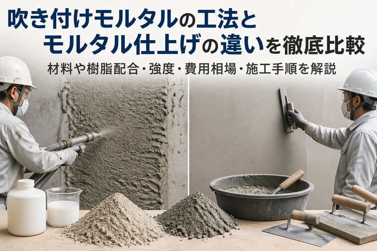 吹き付けモルタルの工法とモルタル仕上げの違いを徹底比較｜材料や樹脂配合・強度・費用相場・施工手順を解説
